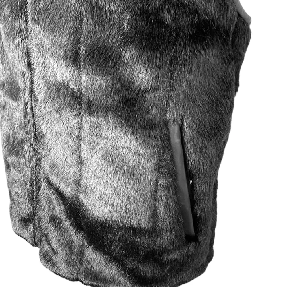 Giacca Gallery Womens Black Full Zip Faux Fur Reversible Vest Jacket Mob Wife M